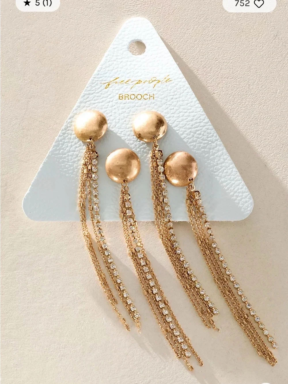 Free People Brandy Fringe Pin Set NWT Gold - Picture 2 of 5